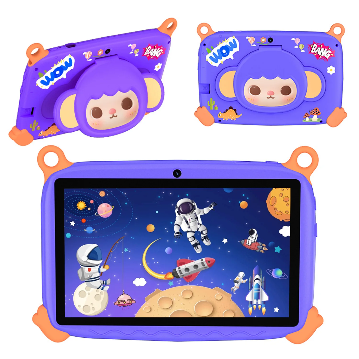 New Arrival 7 Inch Kid Tablets Cartoon Monkey Pattern Android 13, 4GB RAM 64GB ROM, 1TB Expand, 4000MAH Battery, Dual Cameras