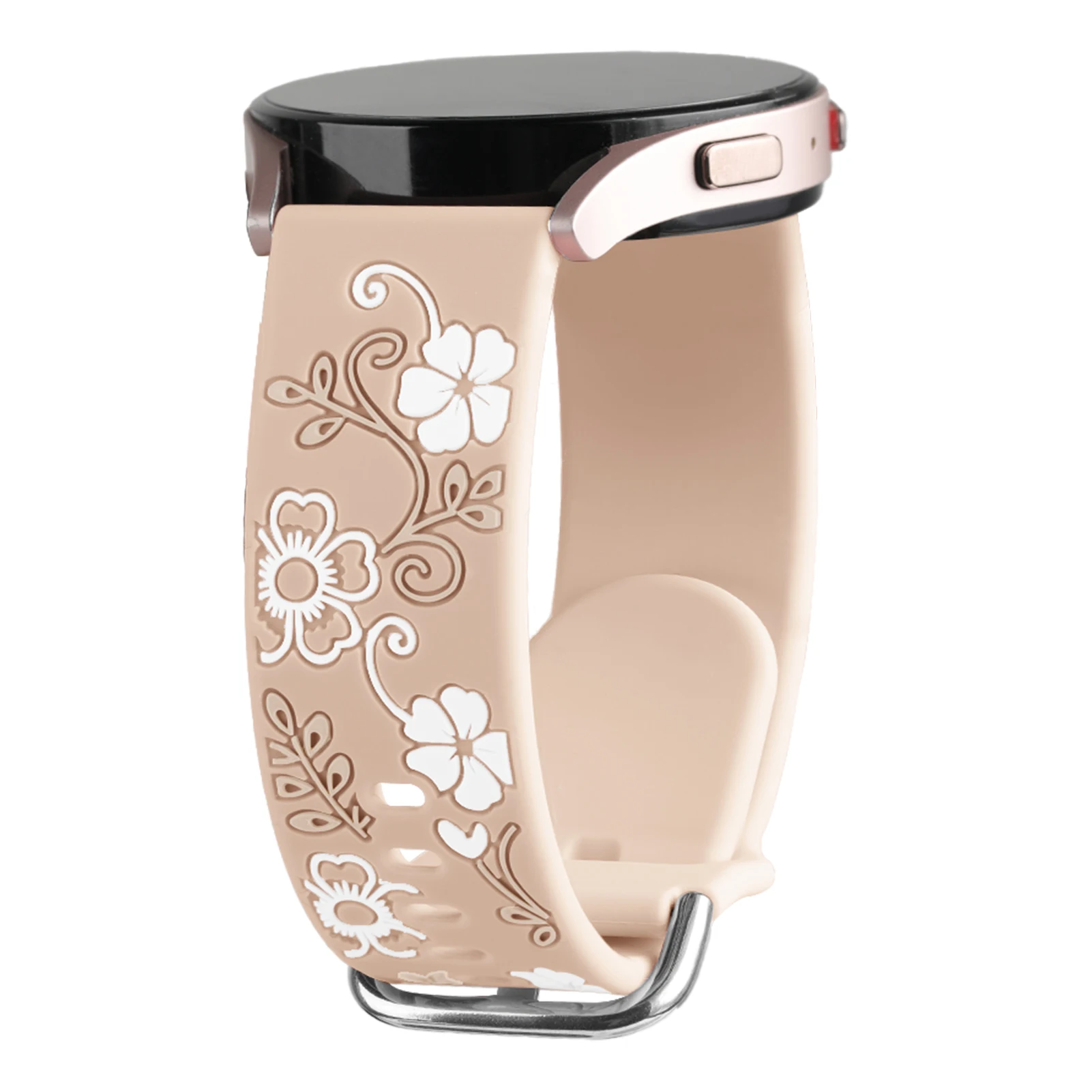 삼성 갤럭시 워치 7/FE/6/4/클래식/5/프로/3/액티브 2용 20mm 시계줄, 꽃무늬 각인 팔찌, 화웨이 gt 3 2 2e 42mm 밴드