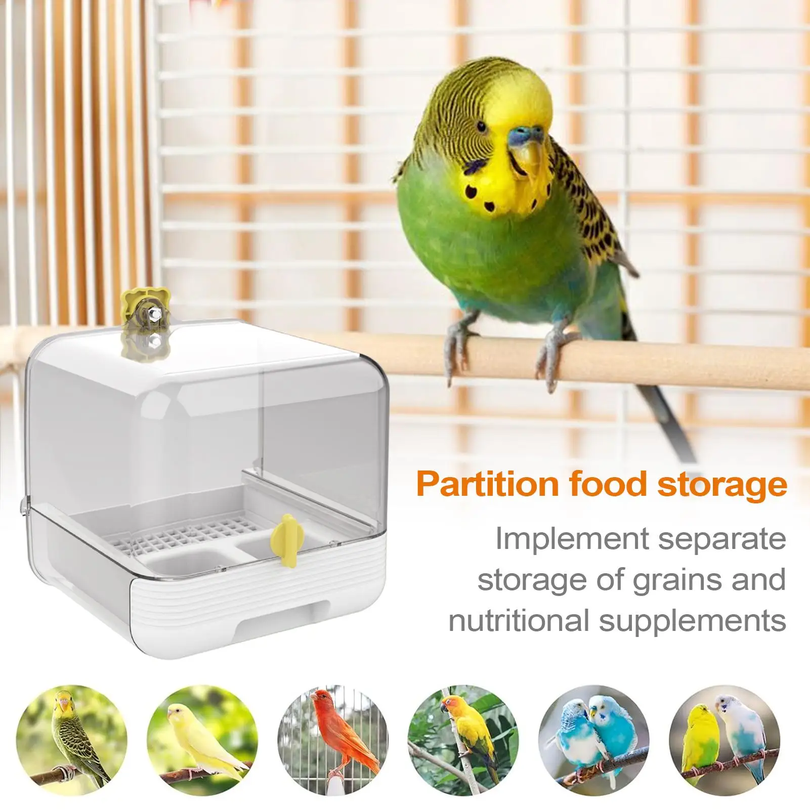

Parakeet Bird Bath Bird Feeder For Cage Pull-out Transparent 2 In 1 Bowl Quick Cleaning For Indoors Inside Or Outdoors On Deck