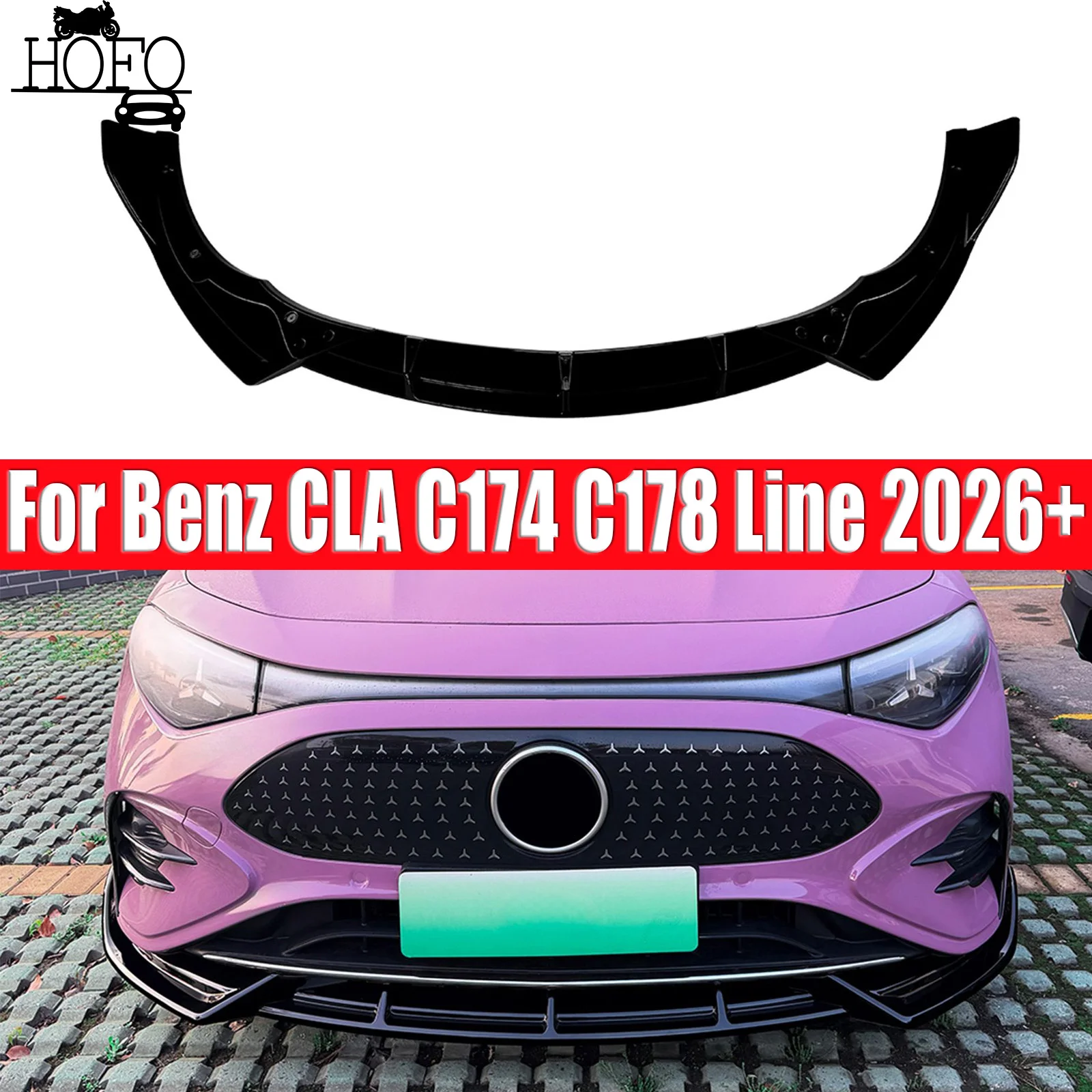 

Front Bumper Spoiler Lip Splitter Kit For Mercedes Benz CLA C174 C178 Line 2026+