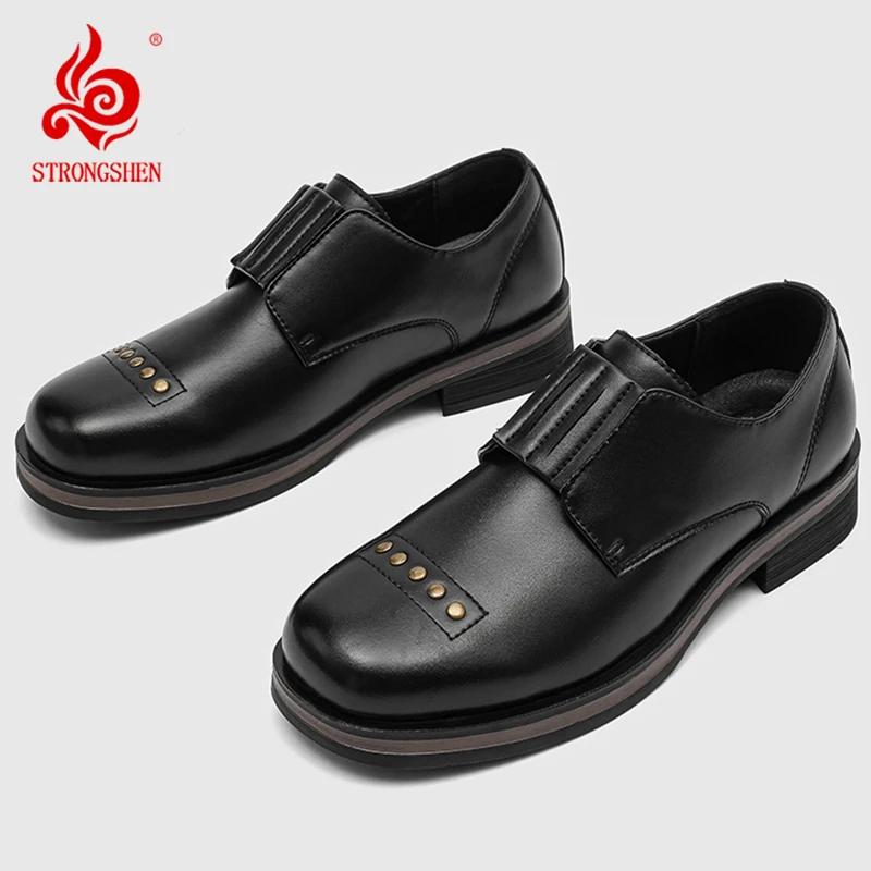 Men Leather Shoes Fashion Comfy Slip-on Boat Shoe Spring Round Head Loafers Footwear High Quality Leather Lined Men Casual Shoes