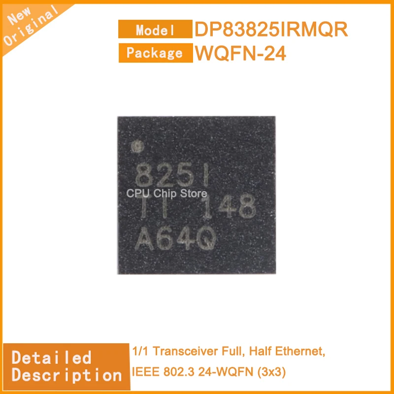 20Pcs/Lot  New Original  DP83825IRMQR  DP83825 1/1 Transceiver Full, Half Ethernet, IEEE 802.3 24-WQFN (3x3) IC Chip