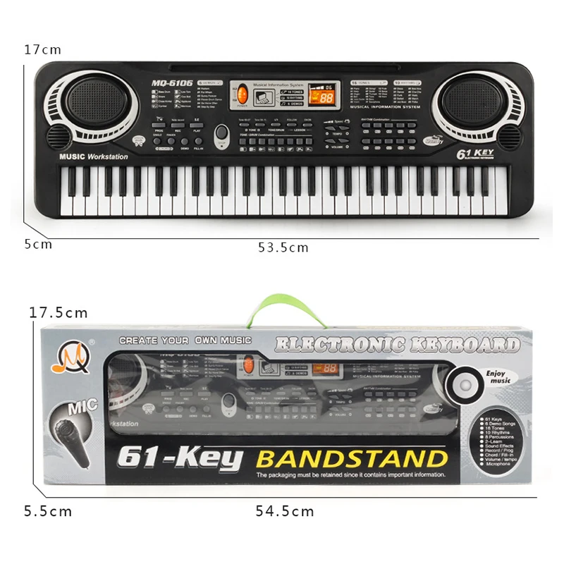 61 klawiszy elektroniczne organki USB klawiatura cyfrowa fortepian Instrument muzyczny zabawka dla dzieci z mikrofonem fortepian elektryczny dla dzieci dzieci