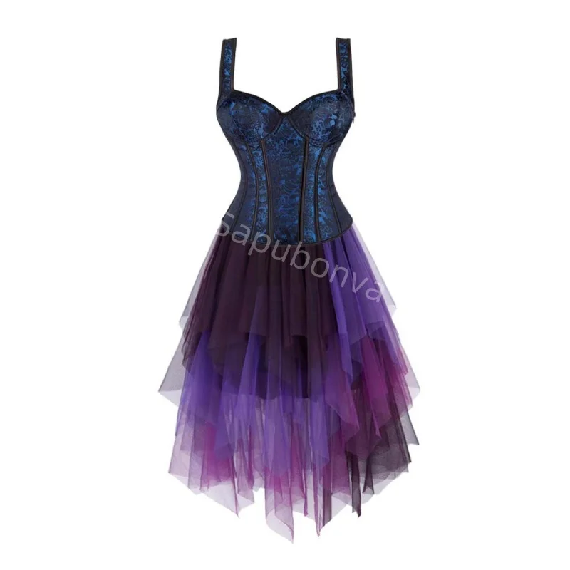 

Corset Dress Costume long skirt Set With suspenders Bustier Costume Party Sexy medieval Ladies Outfit Plus Size Gothic Halloween