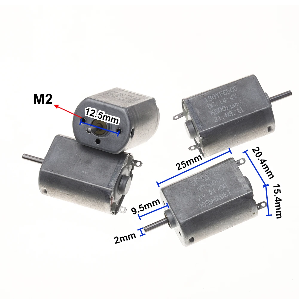 Mini 130 Flat Motor DC 5V 9V 14.4V Slow Speed Precious Metal Brush Low Power Consumption Toy Motor Car Model Motor