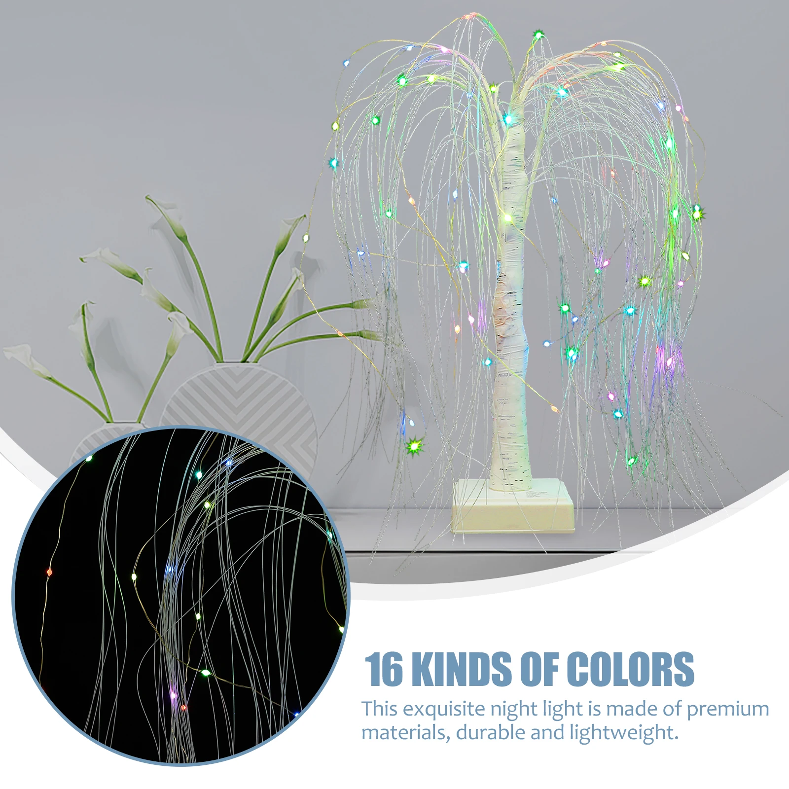 

1set 1Set Led Lighted Willow Tree Desktop Rgb Artificial Tree Lamp For Bedroom Night Light Decorative Festival Xmas Halloween