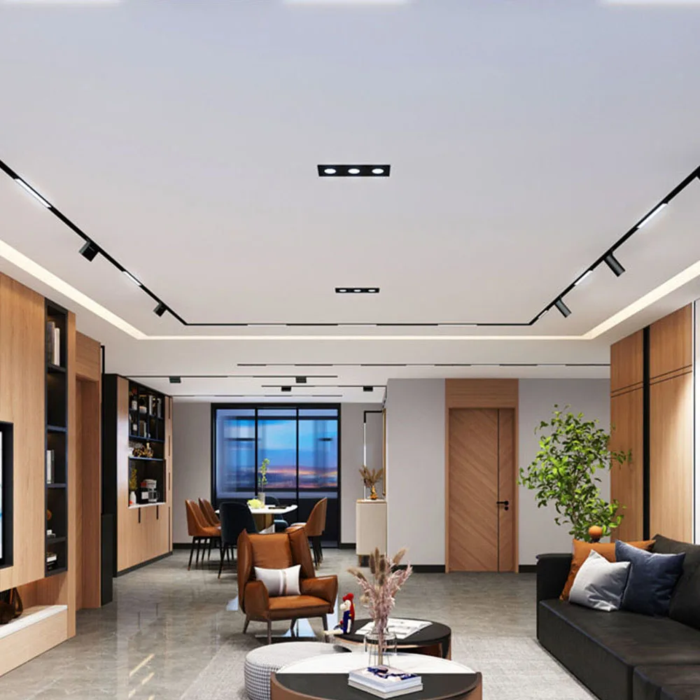 Modern Recessed Magnetic Track Lights Design LED Lamp Magnetic Rail Ceiling System Indoor Track Lighting Spot Rail Spotlights