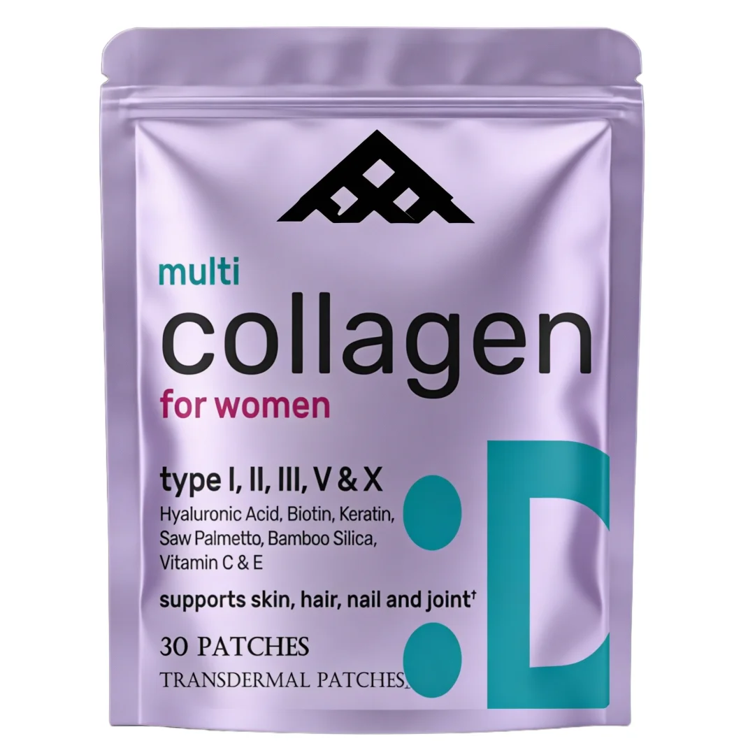 30 Patches Hydrolyzed Collagen Peptides Tablets with Vitamin C, E & Biotin, Transdermal Patches Hair, Skin, Nail, & Joint Health