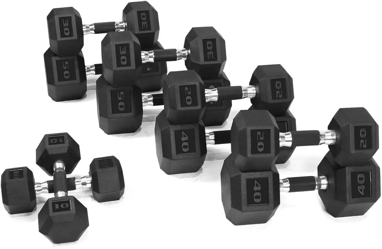

Rubber EncasedDumbbells with Rubber Grip Contoured Handle for Muscle Toning Strength Building Full Body Workout
