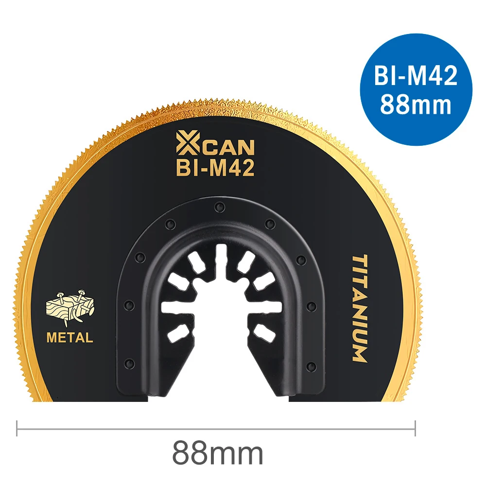 XCAN 1/2/5/10pcs Oscillating Saw Blades 88mm Semi-Circular Saw Blade Titanium Coated Multi Tool Blades for Wood Metal Plastic