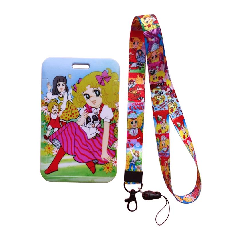 Girl Candy Lanyards Keychain ID Name Card Holder Cartoon Credit Card Cover Gift Card Protection