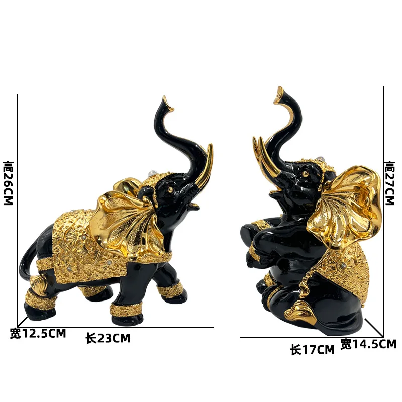 Crafts Creative Feng Shui Family Living Room Small Ornament Mother and Child Elephant TV Cabinet Wine Cabinet Ornament