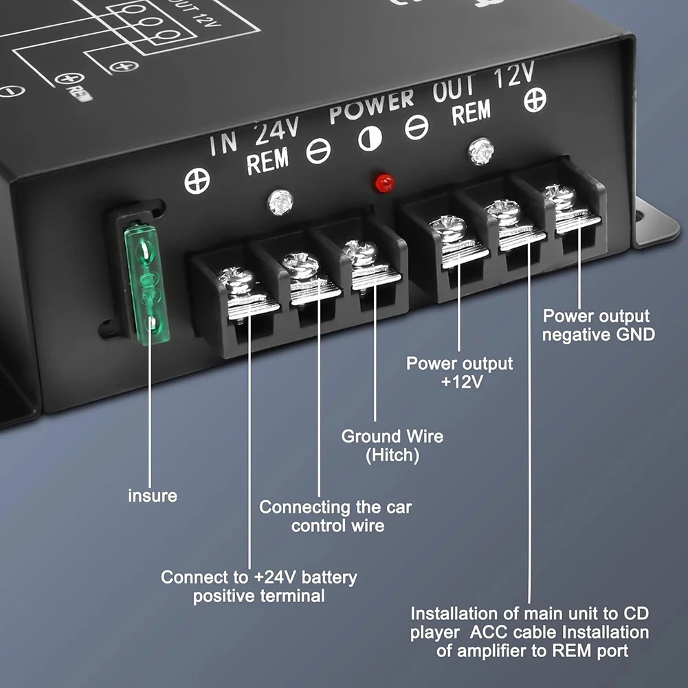 DC-DC 24V to 12V Step Down Module 100A 1200W for Vehicle Power Supply Audio Amplifiers LED Strips Monitoring Systems
