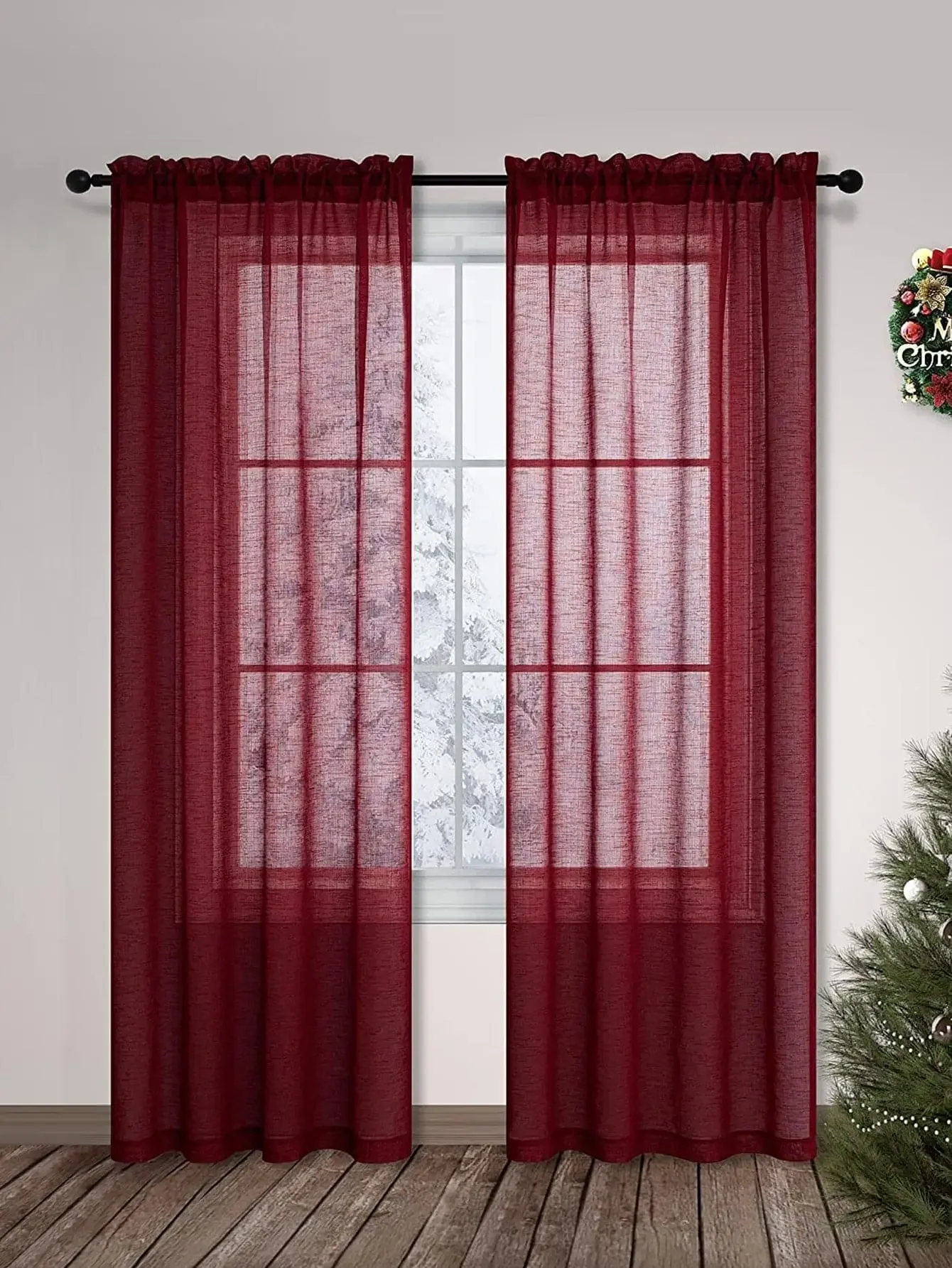 Red Light Luxury Gauze Curtain 1PC Curtains for Living Room  Curtains for Bedroom