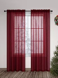 Red Light Luxury Gauze Curtain 1PC Curtains for Living Room  Curtains for Bedroom