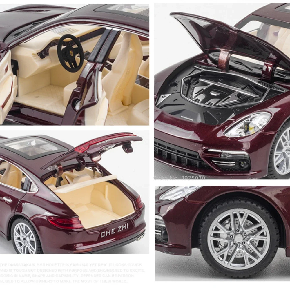 1/24 Sclae Panamera Alloy Simulation Car Model Toy Metal Diecast Vehicle with Pull Back Light and Sound Collection Toys for Boys