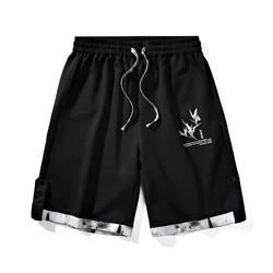 Summer Men Running Shorts Casual Jogging Sport Short Pants Wave Pattern Solid Color Drawstring Loose Dry Gym Sports Shorts