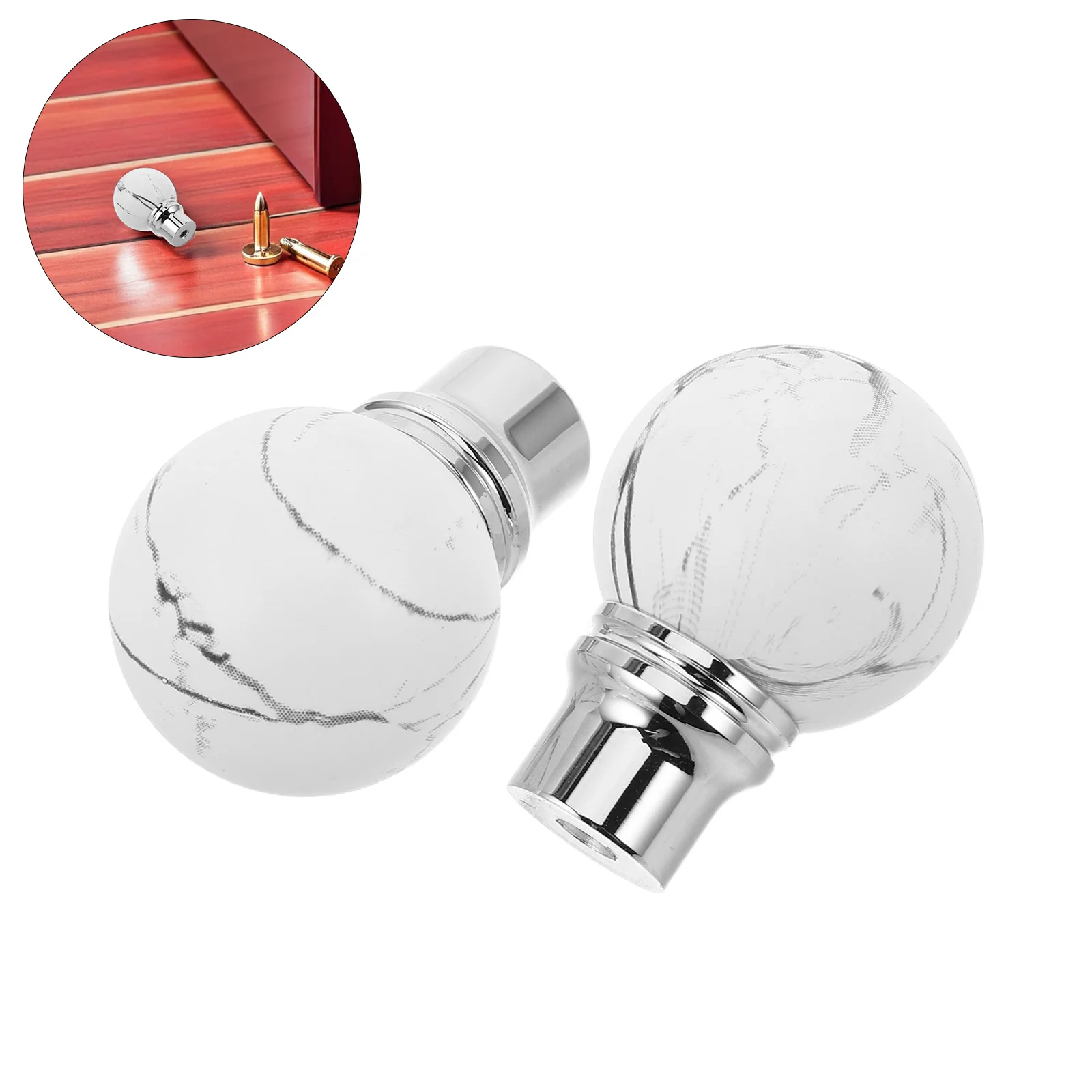 

2pcs French Cabinet Handles: Marble Pattern Retro Metal Pull For Kitchen Cupboard Dresser Drawer Single Hole European Style