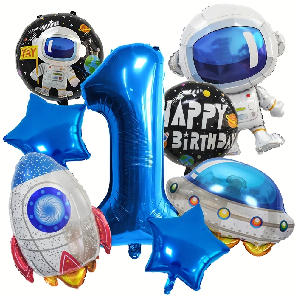 1set Weltraum Astronaut Thema Ballon Rakete Raumschiff Folienballons Junge Kinder Geburtstag Thema Party Galaxy Party Dekoration