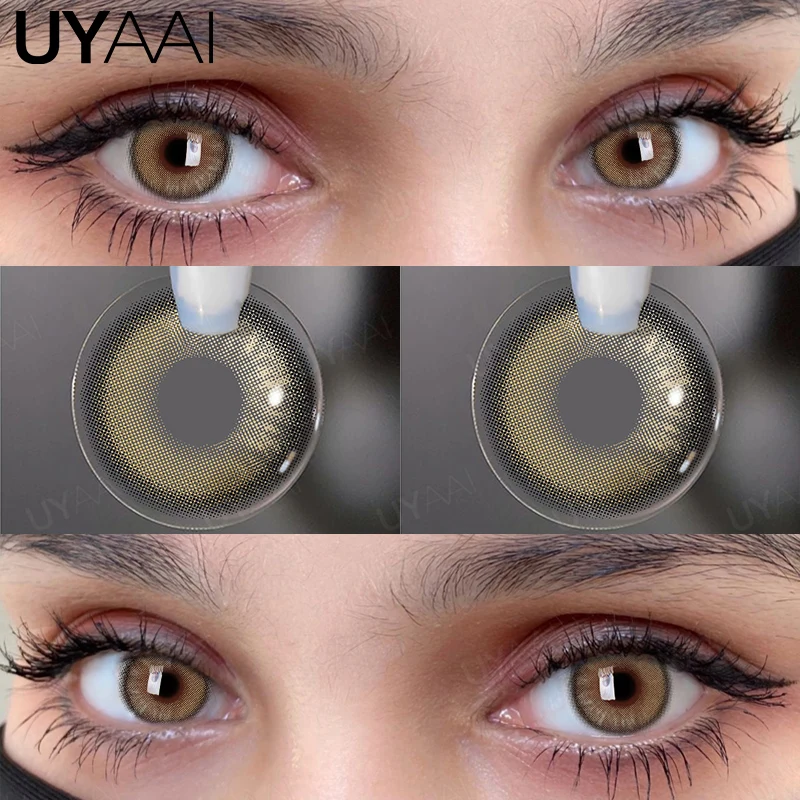 UYAAI-pupilas de colores para ojos, lentes grises naturales de alta calidad, color marrón, con descuento, Envío Gratis