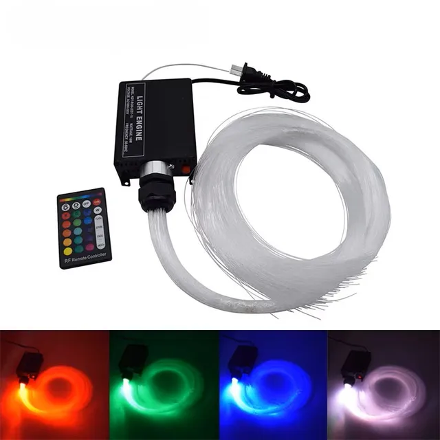 Gorąca sprzedaż 16W RGB LED Light Engine 24key RF Remote LED Fiber Optic Light z kablem światłowodowym PMMA do dekoracji sufitu