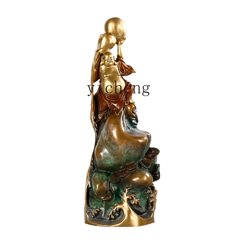 

ZC Maitreya Ornament Big Belly Laughing Buddha Full Brass New Home Moving Company Opening Lucky Jinbao Dharma Gifts