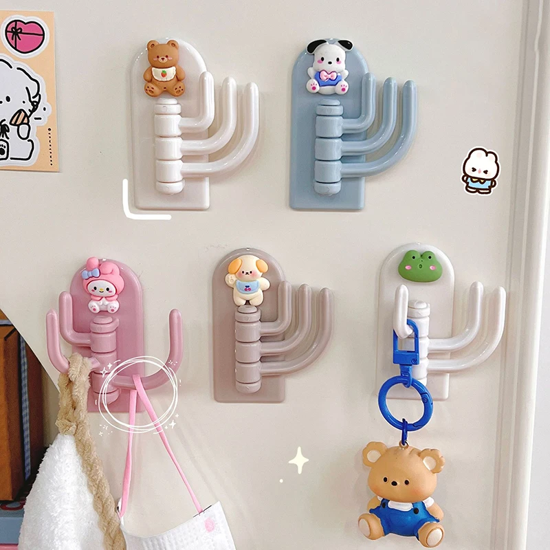 Cute Hook Strong Viscosity Cartoon Animal Three In One Hooks Plastic Punch-Free Key Hook Door Dormitory Available Lovely