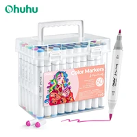 Marcadores Ohuhu, marcadores para colorear a base de agua respetuosos con el papel, 60 colores, puntas finas de doble pincel, marcadores para libros para colorear, marcadores de arte