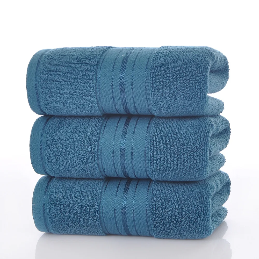 Blue Cotton Bathroom Towels Set - 1/2/3pcs 50x100cm Thick Absorbent Home Bath Face Towels Luxury Sport Towels Gift Set