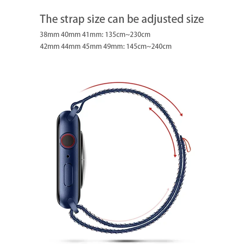 Nylon Strap for Apple Watch Ultra Bracelet 49mm 45mm 41mm 44mm 40mm 42mm 38mm Adjustable Weave Band iWatch Series 9 4 5 SE 6 7 8