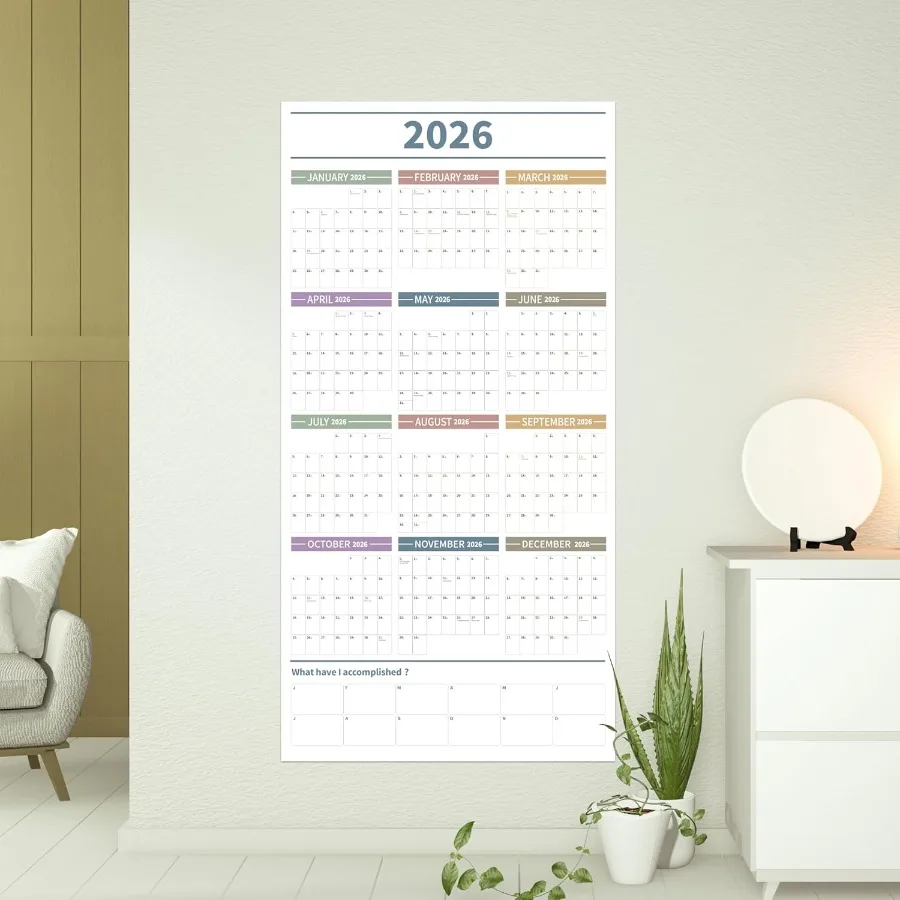 Calendario da parete annuale grande Calendario dell'anno completo 2026 Uno e gennaio 2026 dicembre 2026 Calendario da parete annuale 2026 24"X 48" Planner 2026 Lar