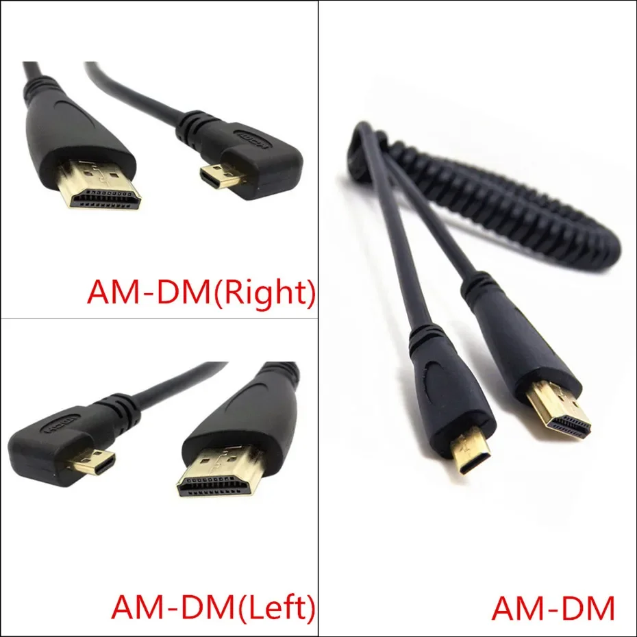 

Micro HDMI to HDMI DSLR Camera Monitor Projector TV Notebook Telescopic High Definition Copper Core Spring Wire