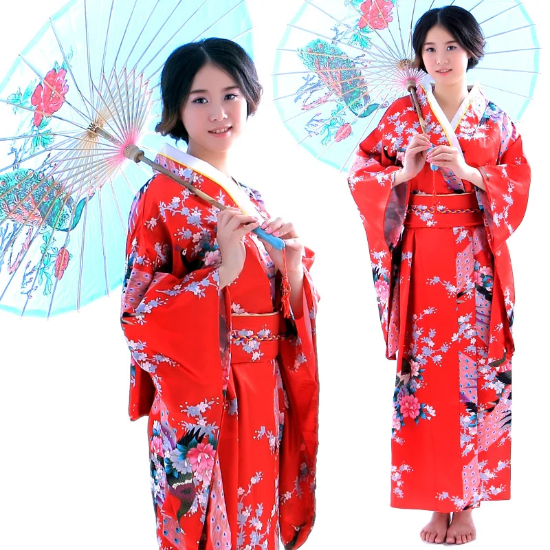 

Japanese Kimono Cosplay Costume Women's Traditional Style Belt Robe Yukata Geisha Cherry Blossom Performance Belt Suit