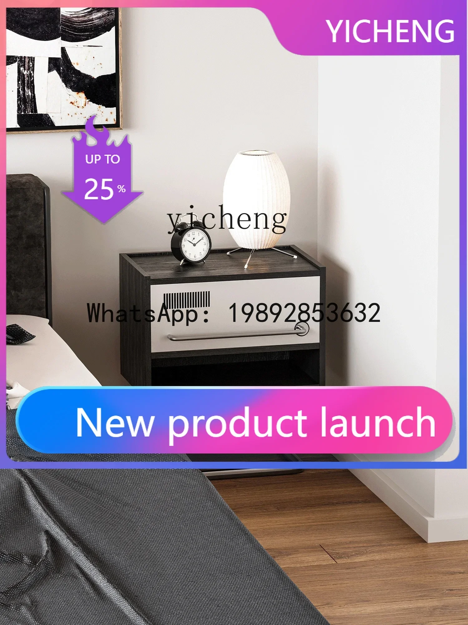 

5Mid-Ancient Bedside Table Simple Black Small Bauhaus Retro Bedroom Creative Extremely Narrow Storage Cabinet