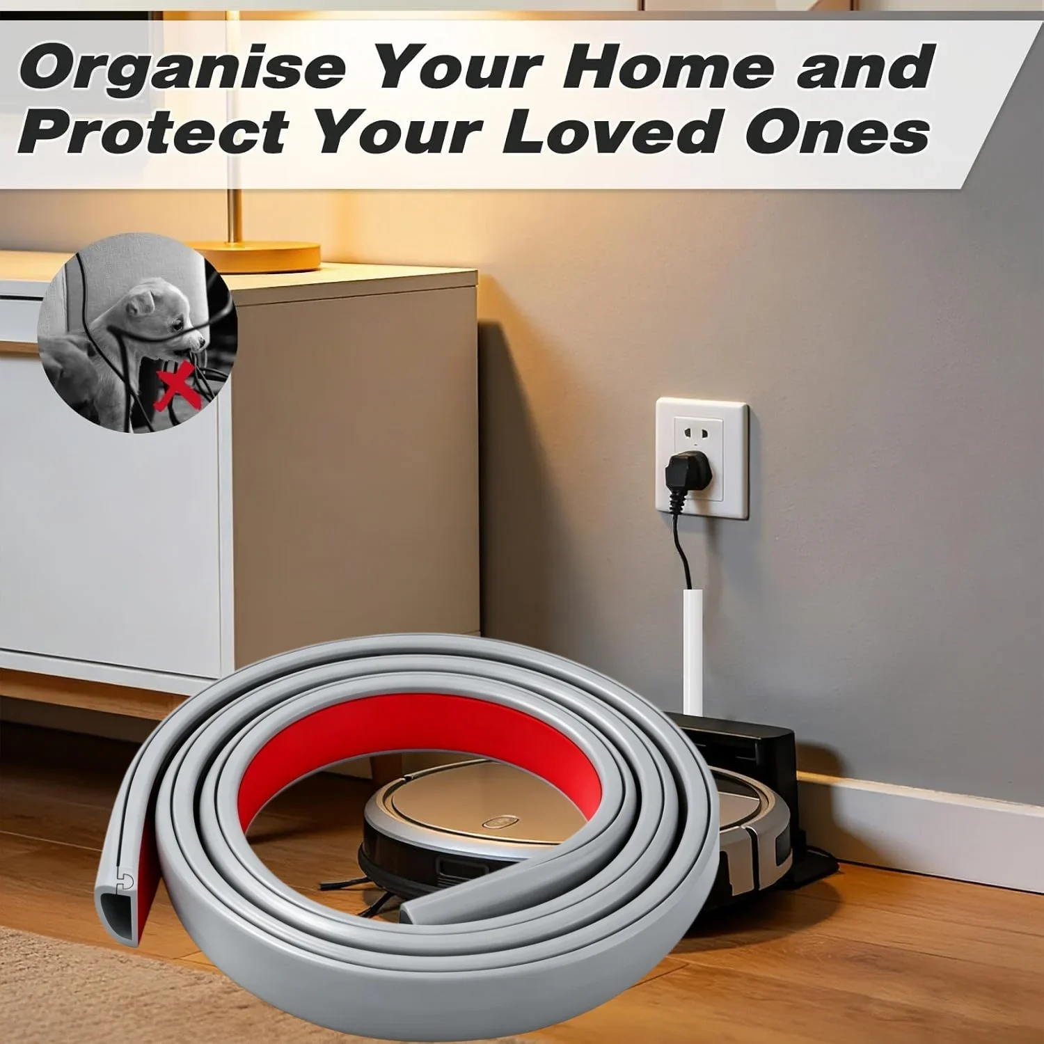 1pc 1/3/5m Long Concealed Self-Adhesive Cable Tray, Wire Conduit Cable Protector, Suitable for Desktop, Wall, and Floor