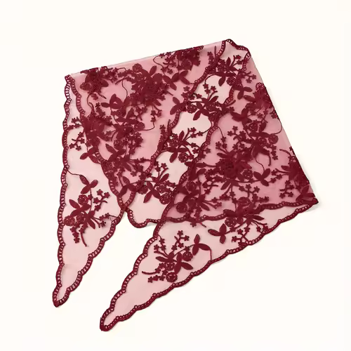 Elegant Lace Scarf Hollow Out Embroidery Foulard Bandana Solid Color Triangular Scarf Thin Vintage HandkerChiefs for Hair Woman - Image 9