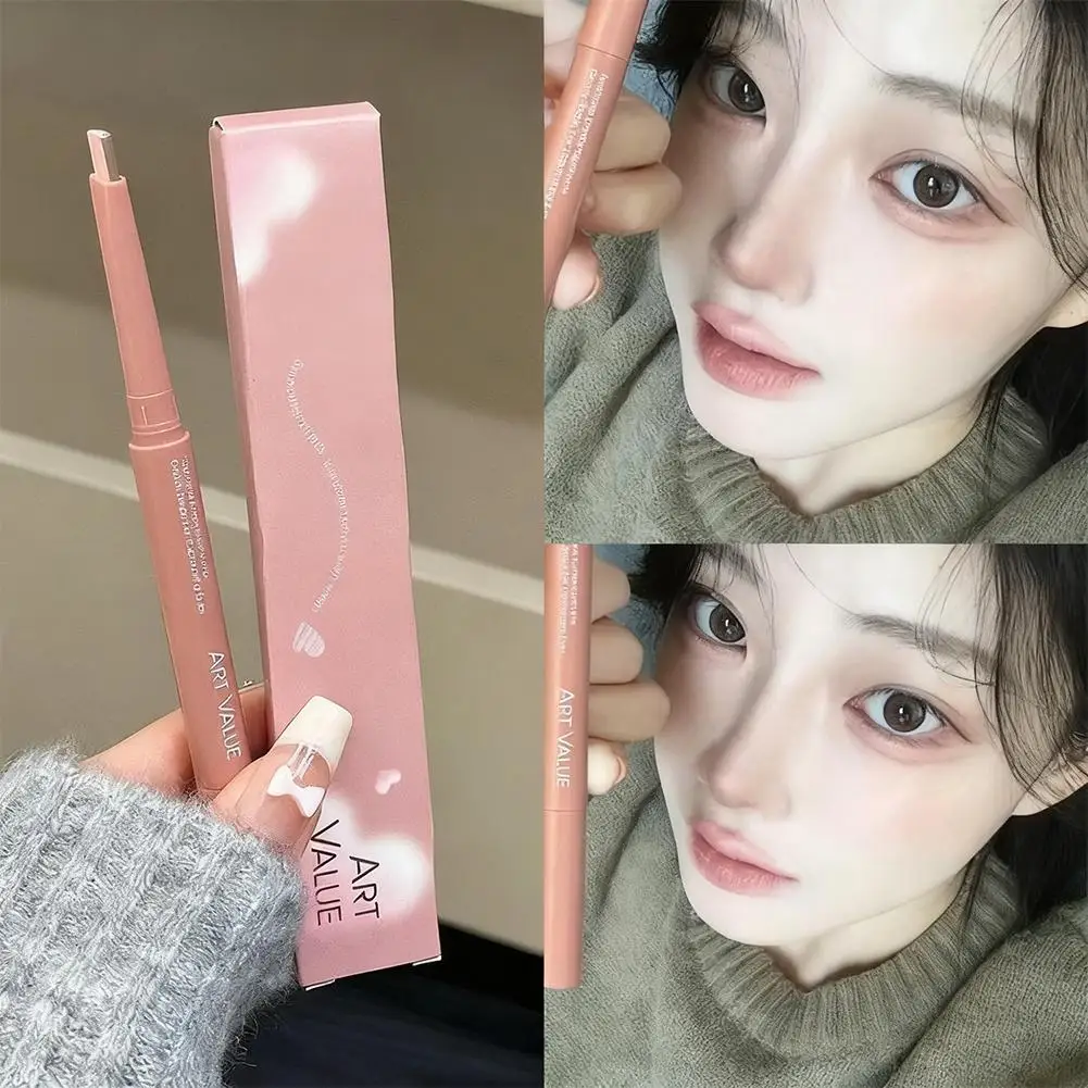 Stylo de maquillage pour les yeux Double couleur 2 en 1, surligneur en poudre, aspect naturel, améliore le ver à soie, stylo marron, outils de maquillage couché Q5h4