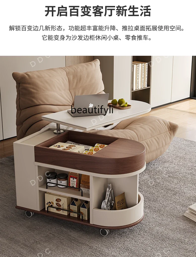 Italian removable coffee table household modern side table multi-functional cart living room tea table storage