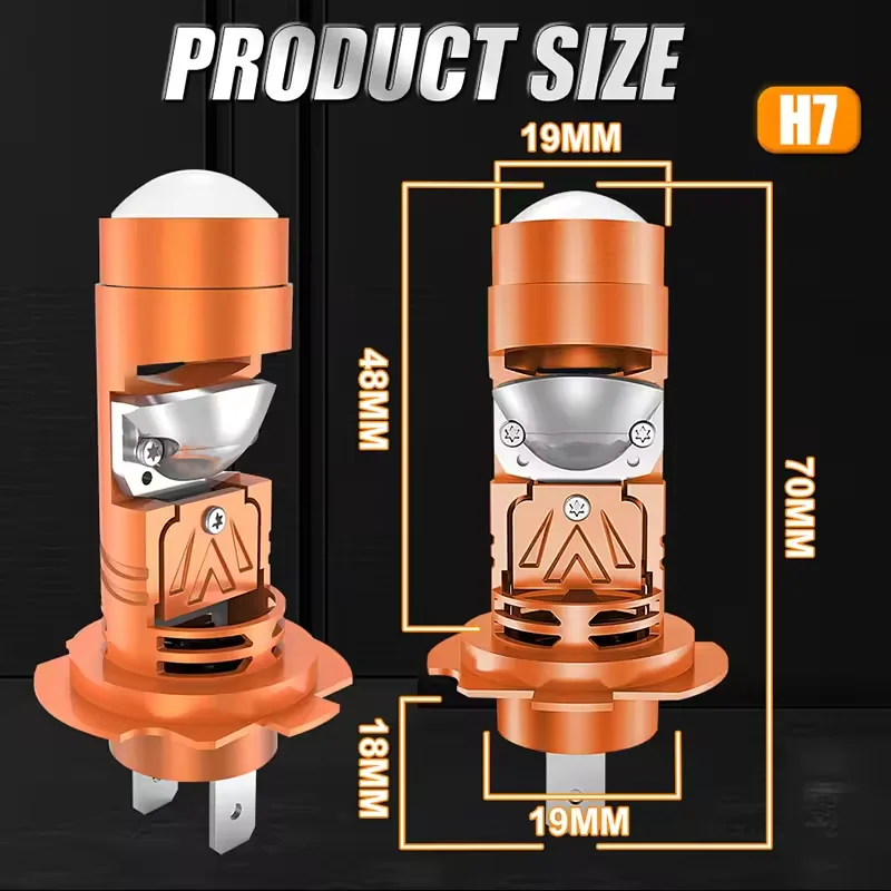 Proyector LED H7, faros para coche, 3 colores, Canbus inalámbrico, 3000K, 4300K, 6000K, bombillas antiniebla para coche, Mini proyector de lente Plug & Play, luz antiniebla