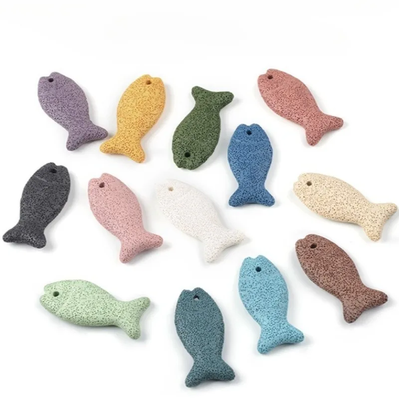 

10 шт./лот в форме рыбы, свободные натуральные вулканические скалы, эфирное масло, диффузор для духов, бусины для изготовления ювелирных изделий, аксессуары для ожерелья «сделай сам»