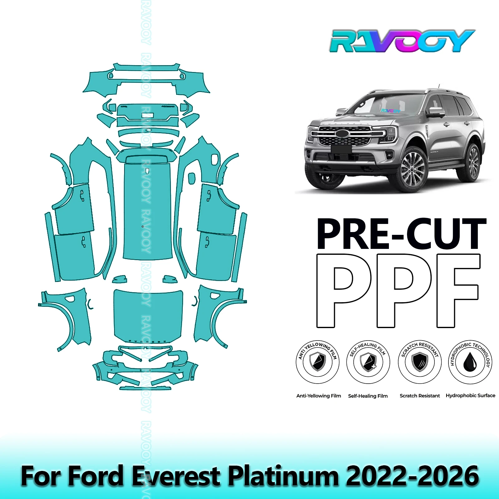 

Car Precut Paint Protection Film Full Vehicle Anti-scratch Exterior TPU PPF For Ford Everest Platinum 2022-2026