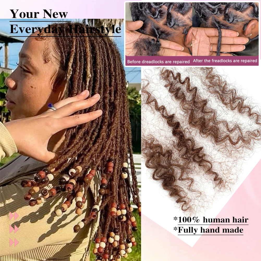 4 # Extensiones de cabello humano 100% Afro rizado a granel, trenzas sucias Reggae, rastas de pelo de ganchillo Natural brasileño