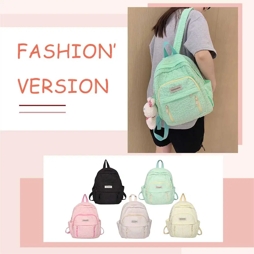 

Stadium Handbag Solid Color Nylon Students Backpack Multi-Pocket Folds Lightweight Scratch Resistant Adjustable Outdoor Play