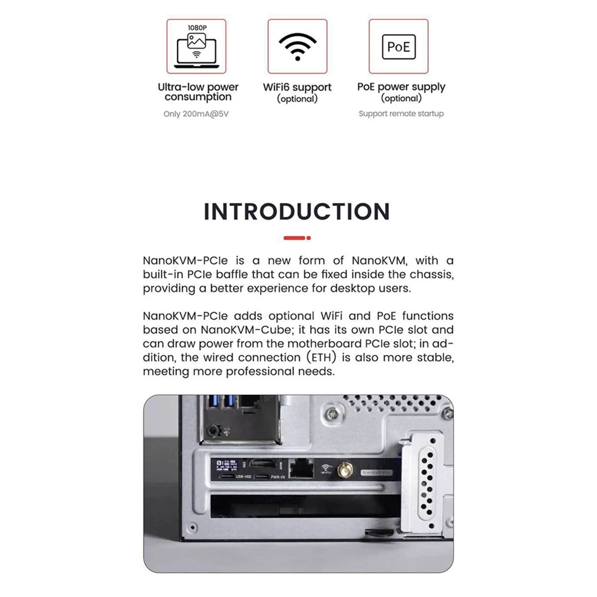 Мини-сервер управления и обслуживания с дистанционным управлением NanoKVM-PCIe с POE для PiKVM
