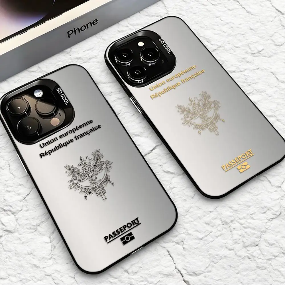 حافظة لهاتف آيفون بشعار جواز السفر الفرنسي 17 16 15 14 13 12 11 Pro Max Air Matte Laser Aurora مقاومة للصدمات Funda PIKPAKA #1