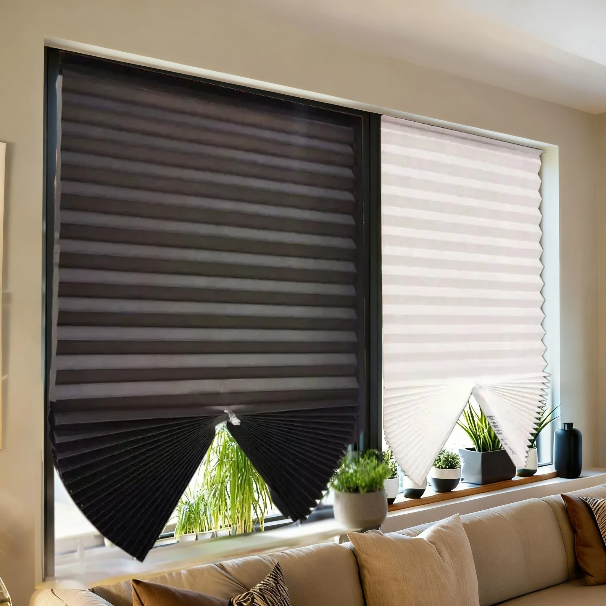 1 قطعة ظلال ذاتية اللصق نصف النوافذ محبوكة ستارة قابلة للطي الحمام شرفة غرفة المعيشة شرفة الستائر مطوي الستائر #1