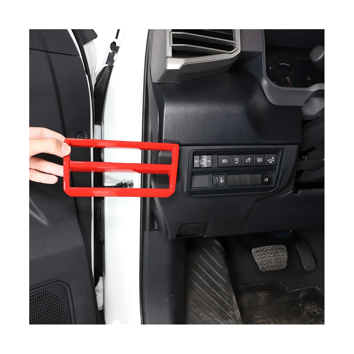 Car Headlight Switch Decorative Frame Cover Accessories ABS Sports Red for /Sequoia 22