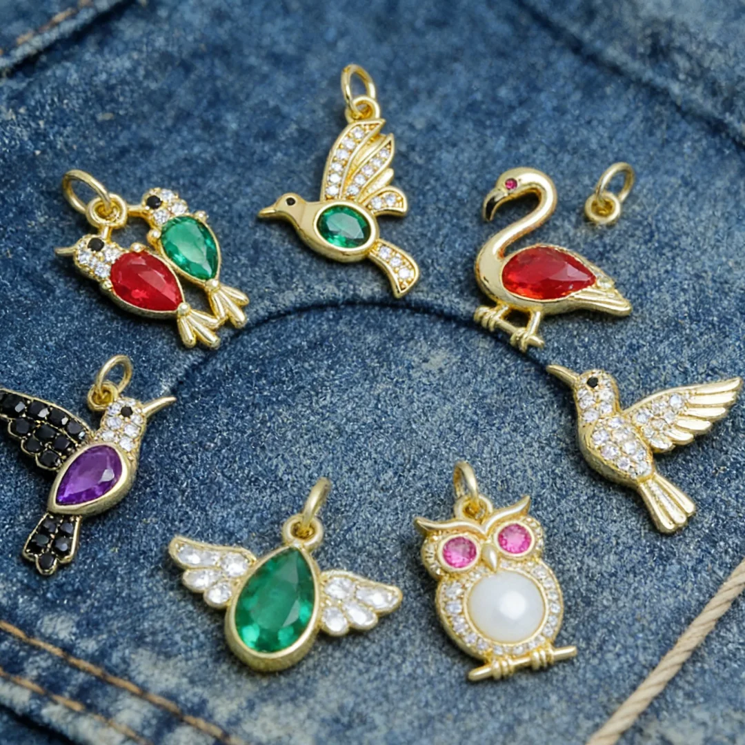 3Pcs Pendants Brass Colorful Zirconia Bird Owl Flamingo Charms for DIY Jewelry Making Necklace Bracelet Handmade Craft Supplies - view 5