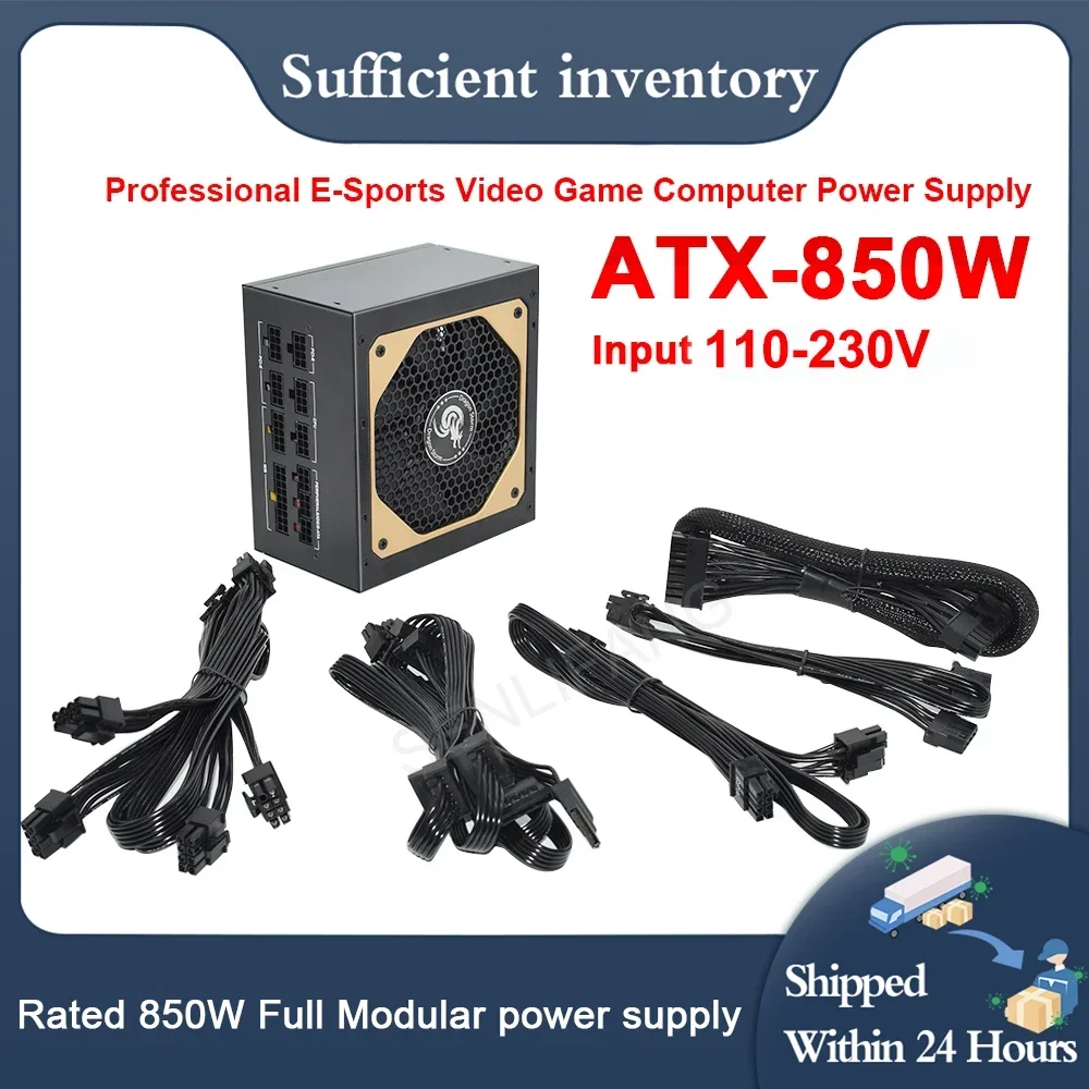 Full Modular 80Plus Gold 20+4Pin 12V PC PSU With 12CM Fan ATX 850W Professional E-Sports Video Game Computer Power Supply