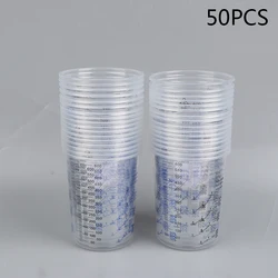 10/50PCS 600ml Disposable Paint Mixing Cup Transparent Paint Mixing Calibrated Cup Plastic Paint Mixing Cups 600ml Mixing Pots